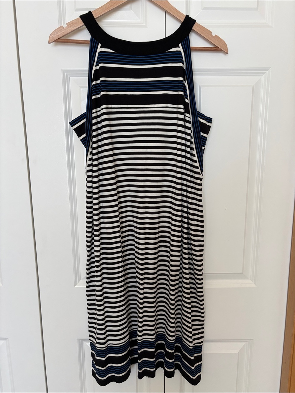 J. Jill Black, White & Navy Striped Midi Skirt